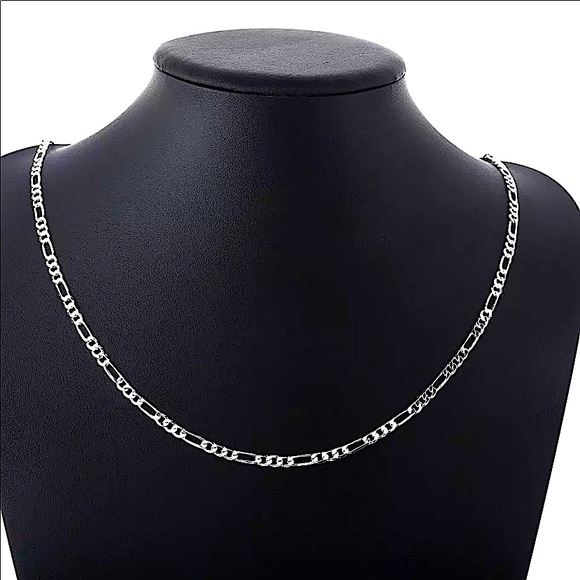 Sterling Silver Figaro 4mm Necklace Bracelet Matching Chain Link Unisex Set - Picture 5 of 7